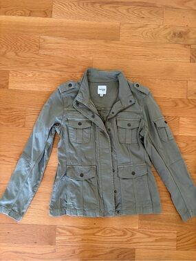 kensie Olive Green Utility Jacket with Multiple Pockets